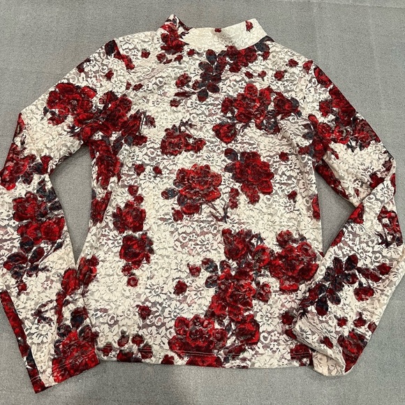 Zara White Cream Fitted Laced Floral Long Sleeve Blouse - Picture 3 of 11